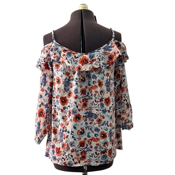 Joie Birtha 100% Silk Floral Cold Shoulder Blouse Top Size XS - Picture 6 of 8